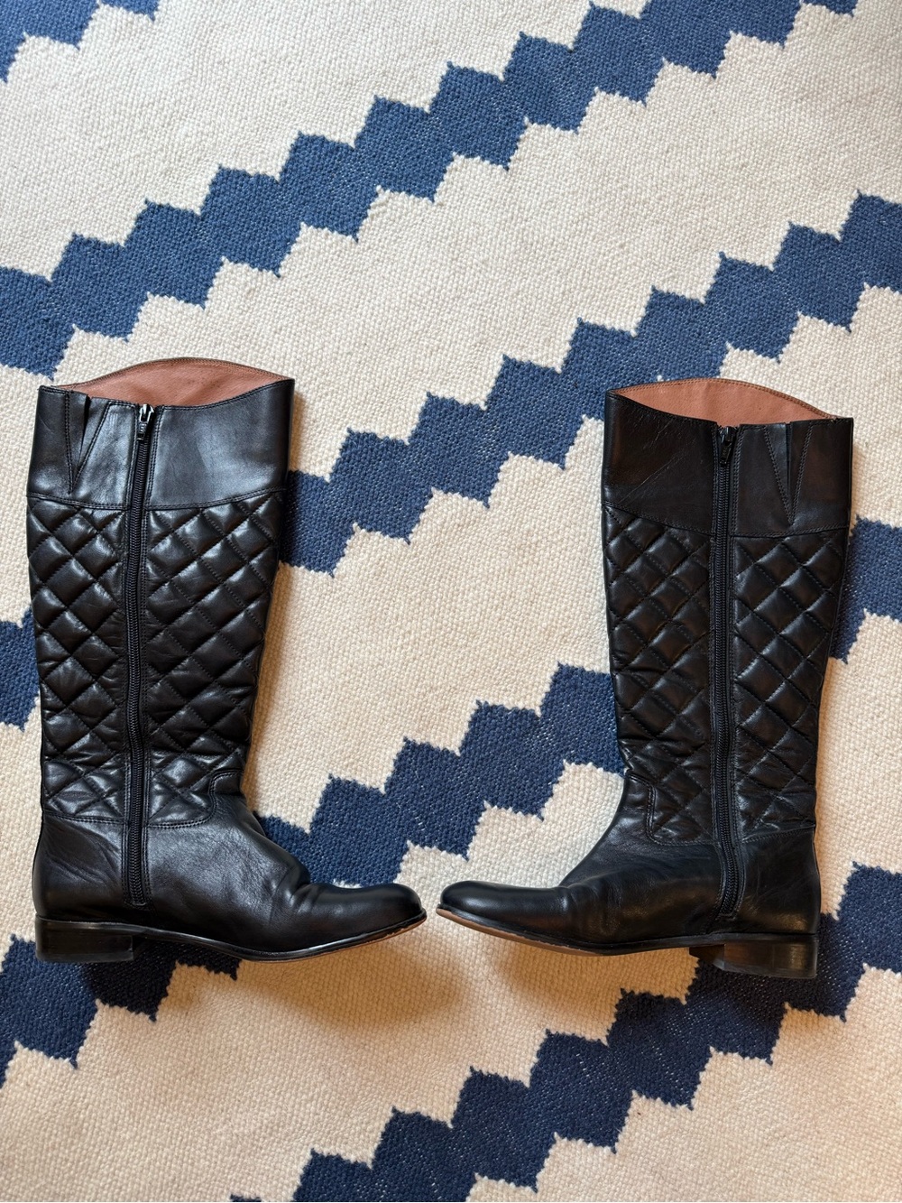 Corso Como Black Quilted Leather Knee High Boots